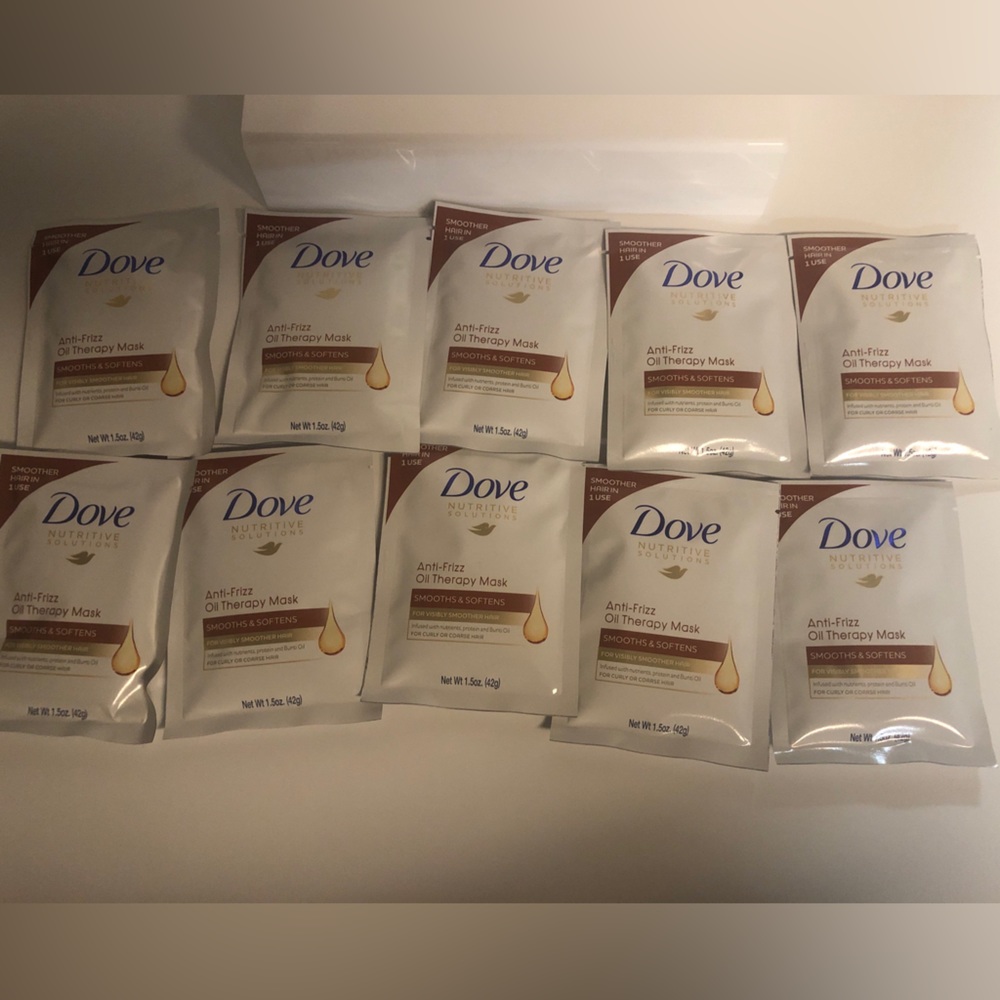 10x DOVE Anti-Frizz Oil Therapy Hair Mask 1.5Oz Packs Smooths Curly Coarse Hair - Picture 1 of 7